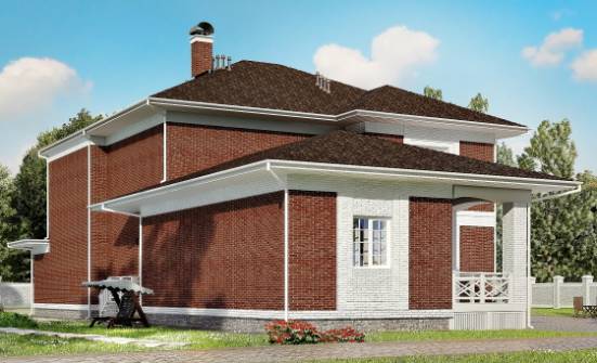 315-001-П Проект двухэтажного дома и гаражом, огромный коттедж из кирпича Олонец | Проекты домов от House Expert