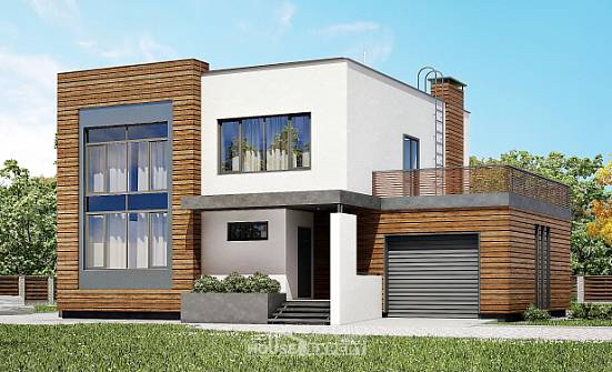 220-003-П Проект двухэтажного дома, гараж, современный коттедж из теплоблока Питкяранта | Проекты домов от House Expert