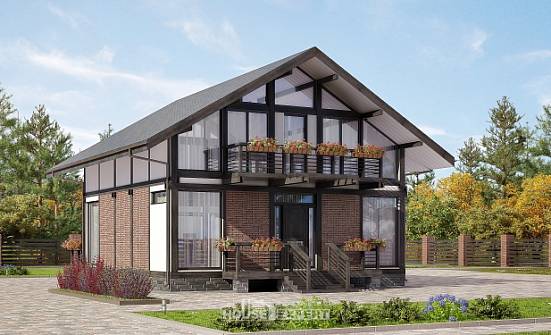 170-007-П Проект двухэтажного дома мансардой, компактный загородный дом из дерева Олонец | Проекты домов от House Expert