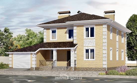 220-006-Л Проект двухэтажного дома, гараж, классический загородный дом из теплоблока Костомукша | Проекты домов от House Expert
