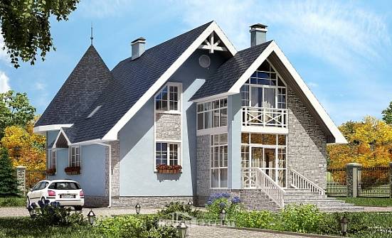 170-003-П Проект двухэтажного дома мансардой, уютный домик из бризолита Лахденпохья | Проекты домов от House Expert