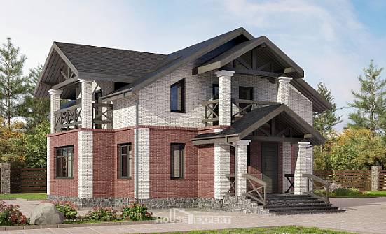 160-014-Л Проект двухэтажного дома, простой коттедж из блока Питкяранта | Проекты домов от House Expert