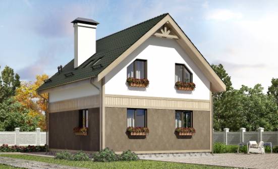 105-001-Л Проект двухэтажного дома с мансардным этажом, скромный дом из газобетона Лахденпохья | Проекты домов от House Expert