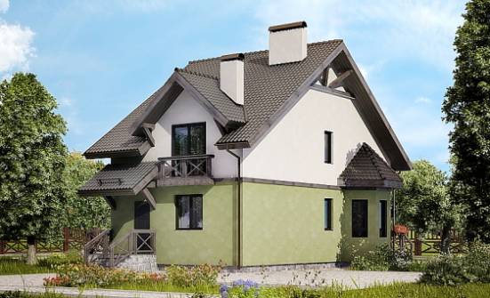 120-003-П Проект двухэтажного дома с мансардой, красивый домик из теплоблока Кондопога | Проекты домов от House Expert