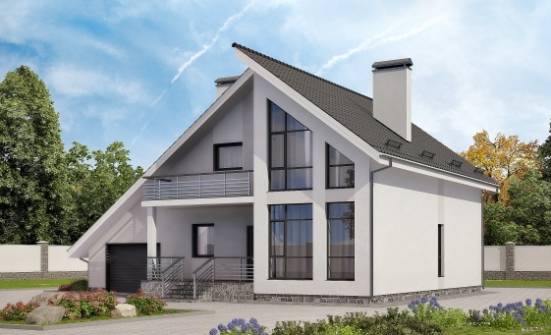 200-007-Л Проект двухэтажного дома с мансардой и гаражом, красивый домик из газобетона Кондопога | Проекты домов от House Expert