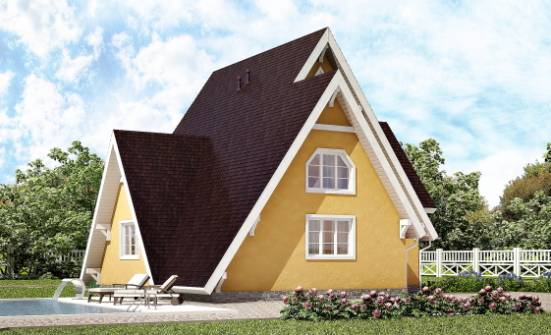 155-008-П Проект двухэтажного дома с мансардой, небольшой домик из бревен Лахденпохья | Проекты домов от House Expert