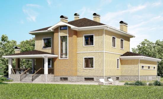350-002-Л Проект трехэтажного дома и гаражом, классический загородный дом из кирпича Сортавала | Проекты домов от House Expert