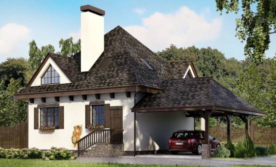 110-002-Л Проект двухэтажного дома с мансардой, гараж, доступный домик из газобетона Олонец | Проекты домов от House Expert