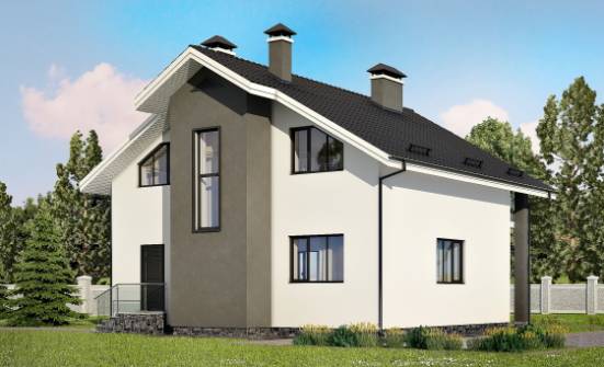 150-005-Л Проект двухэтажного дома с мансардным этажом, бюджетный коттедж из пеноблока Олонец | Проекты домов от House Expert