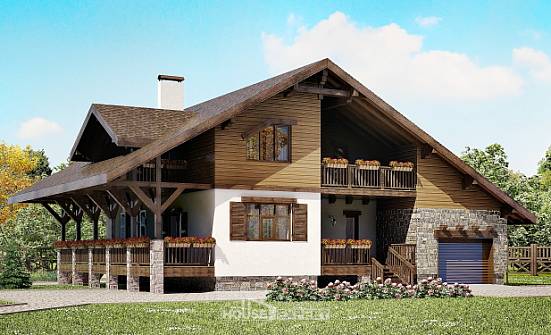 220-005-П Проект двухэтажного дома с мансардой, гараж, классический дом из кирпича Олонец | Проекты домов от House Expert