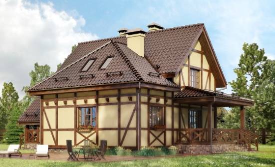 160-003-П Проект двухэтажного дома мансардой, классический домик из блока Костомукша | Проекты домов от House Expert