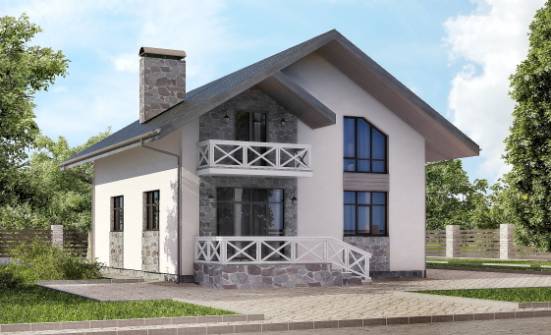 155-001-Л Проект двухэтажного дома мансардой, гараж, недорогой домик из теплоблока Петрозаводск | Проекты домов от House Expert