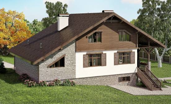 300-003-П Проект трехэтажного дома мансардный этаж и гаражом, уютный домик из кирпича Сегежа | Проекты домов от House Expert