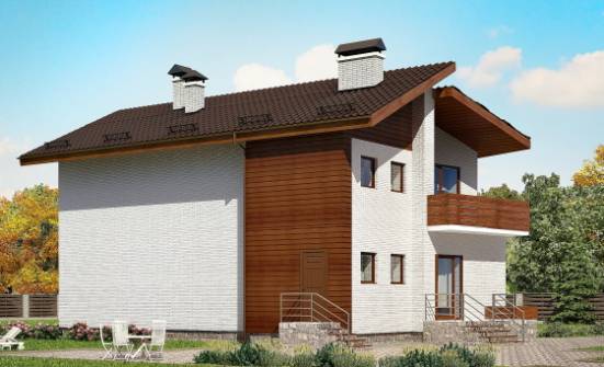 180-009-П Проект двухэтажного дома с мансардой, уютный коттедж из кирпича Петрозаводск | Проекты домов от House Expert