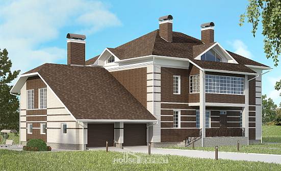 505-002-Л Проект трехэтажного дома и гаражом, уютный загородный дом из кирпича Питкяранта | Проекты домов от House Expert