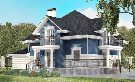 180-002-П Проект двухэтажного дома с мансардой и гаражом, простой загородный дом из кирпича Сегежа | Проекты домов от House Expert