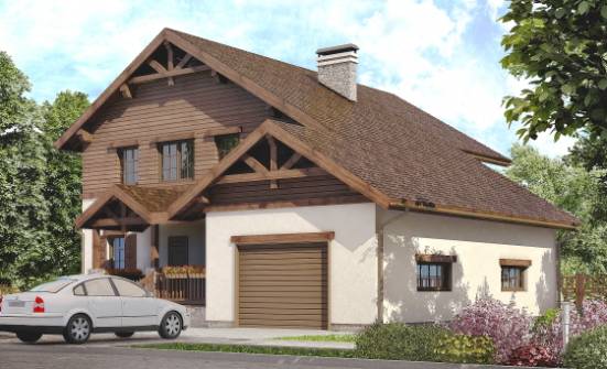 200-003-П Проект двухэтажного дома и гаражом, уютный домик из твинблока Костомукша | Проекты домов от House Expert