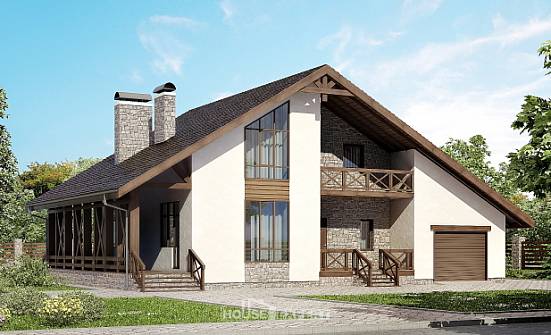 265-001-П Проект двухэтажного дома мансардой, гараж, большой дом из поризованных блоков Олонец | Проекты домов от House Expert