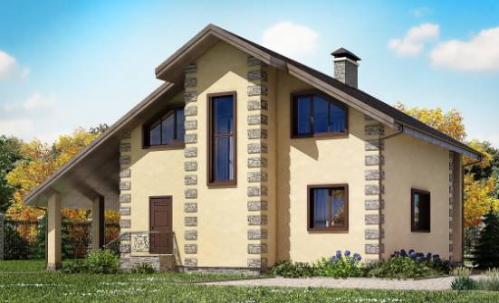 150-003-П Проект двухэтажного дома мансардой, гараж, простой дом из газосиликатных блоков Кемь | Проекты домов от House Expert