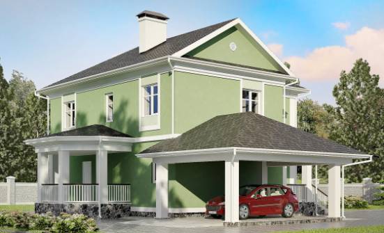 170-001-Л Проект двухэтажного дома, гараж, бюджетный коттедж из бризолита Кондопога | Проекты домов от House Expert
