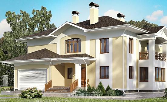 375-002-Л Проект двухэтажного дома и гаражом, классический коттедж из кирпича Петрозаводск | Проекты домов от House Expert