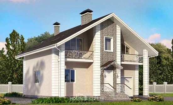 150-002-П Проект двухэтажного дома с мансардой, гараж, небольшой дом из арболита Сегежа | Проекты домов от House Expert