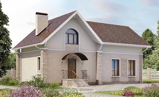 150-012-Л Проект двухэтажного дома мансардой, небольшой коттедж из газобетона Олонец | Проекты домов от House Expert