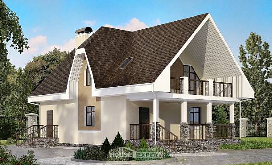 125-001-Л Проект двухэтажного дома мансардой, современный коттедж из арболита Лахденпохья | Проекты домов от House Expert