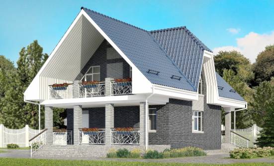 125-002-Л Проект двухэтажного дома с мансардой и гаражом, бюджетный дом из газосиликатных блоков Кемь | Проекты домов от House Expert