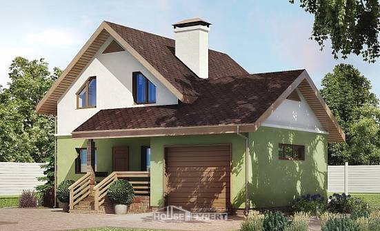 120-002-П Проект двухэтажного дома мансардный этаж, гараж, уютный домик из теплоблока Петрозаводск | Проекты домов от House Expert