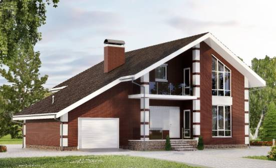 180-001-Л Проект двухэтажного дома мансардный этаж и гаражом, бюджетный дом из поризованных блоков Сегежа | Проекты домов от House Expert