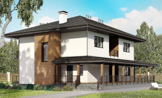 245-001-П Проект двухэтажного дома, современный загородный дом из газобетона Петрозаводск | Проекты домов от House Expert