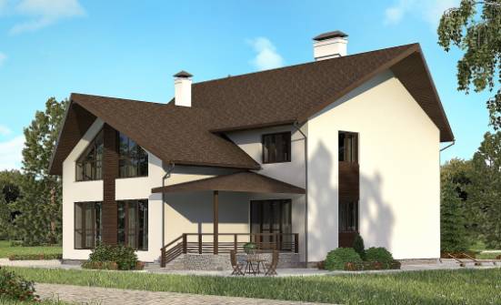 300-002-П Проект двухэтажного дома мансардой, гараж, большой дом из теплоблока Олонец | Проекты домов от House Expert
