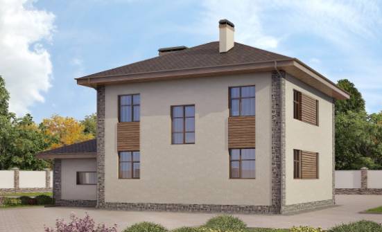 185-004-П Проект двухэтажного дома и гаражом, классический домик из керамзитобетонных блоков Суоярви | Проекты домов от House Expert