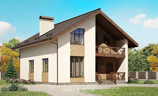 170-002-П Проект двухэтажного дома с мансардой, недорогой коттедж из арболита Суоярви | Проекты домов от House Expert