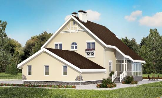 275-001-Л Проект двухэтажного дома мансардой и гаражом, современный домик из кирпича Костомукша | Проекты домов от House Expert
