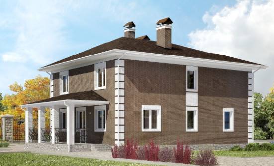185-002-П Проект двухэтажного дома, экономичный коттедж из теплоблока Лахденпохья | Проекты домов от House Expert