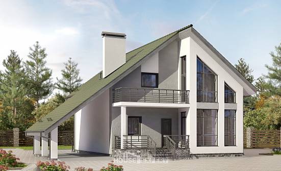 170-009-Л Проект двухэтажного дома мансардный этаж и гаражом, компактный домик из газосиликатных блоков Кондопога | Проекты домов от House Expert