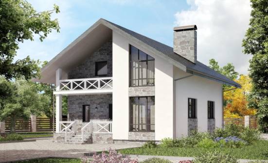 155-001-Л Проект двухэтажного дома мансардой, гараж, недорогой домик из теплоблока Петрозаводск | Проекты домов от House Expert