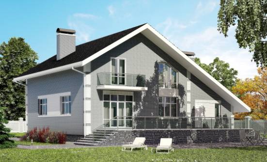 190-006-Л Проект двухэтажного дома с мансардным этажом и гаражом, средний домик из газосиликатных блоков Кондопога | Проекты домов от House Expert