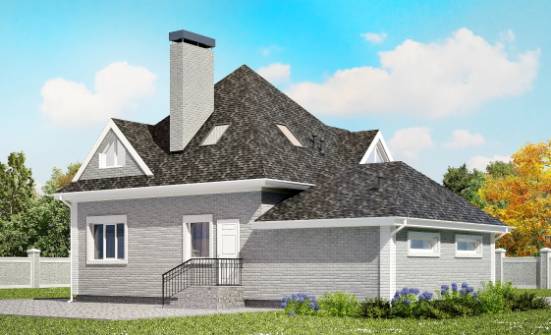 135-001-Л Проект двухэтажного дома с мансардой, гараж, недорогой коттедж из кирпича Костомукша | Проекты домов от House Expert