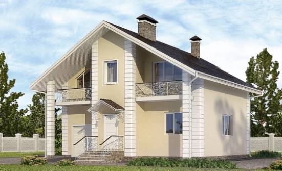 150-002-Л Проект двухэтажного дома с мансардным этажом и гаражом, простой загородный дом из твинблока Суоярви | Проекты домов от House Expert