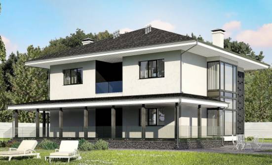 245-002-П Проект двухэтажного дома, гараж, красивый дом из блока Питкяранта | Проекты домов от House Expert
