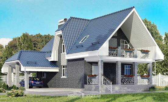 125-002-Л Проект двухэтажного дома с мансардой и гаражом, бюджетный дом из газосиликатных блоков Кемь | Проекты домов от House Expert