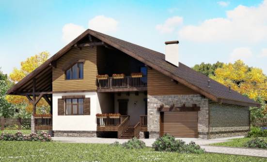 220-005-П Проект двухэтажного дома с мансардой, гараж, классический дом из кирпича Олонец | Проекты домов от House Expert