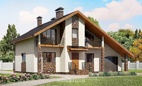 180-008-П Проект двухэтажного дома мансардный этаж, гараж, просторный загородный дом из пеноблока Суоярви | Проекты домов от House Expert