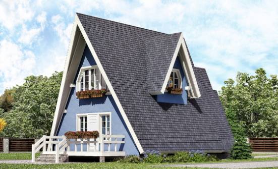 100-002-П Проект двухэтажного дома с мансардным этажом, скромный загородный дом из бревен Кемь | Проекты домов от House Expert