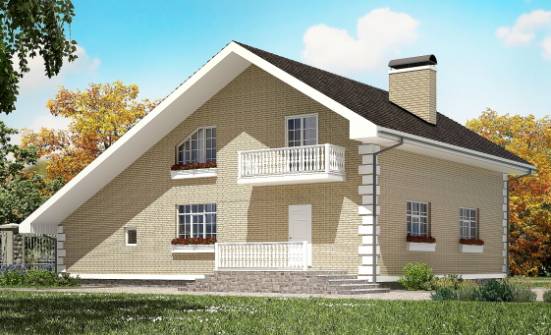 190-005-П Проект двухэтажного дома мансардой, гараж, классический коттедж из поризованных блоков Сегежа | Проекты домов от House Expert