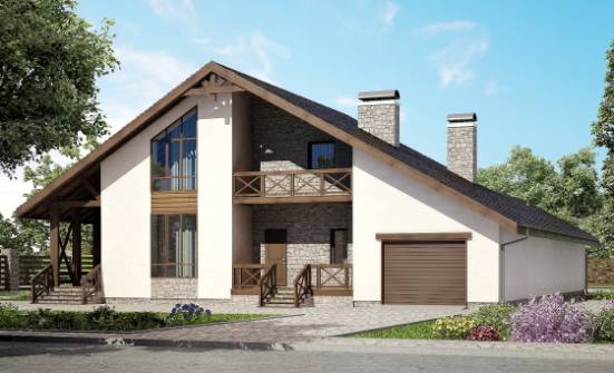 265-001-П Проект двухэтажного дома мансардой, гараж, большой дом из поризованных блоков Олонец | Проекты домов от House Expert