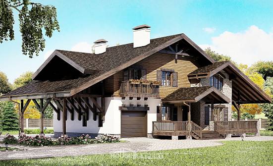 270-001-Л Проект двухэтажного дома с мансардой и гаражом, просторный домик из кирпича Кондопога | Проекты домов от House Expert
